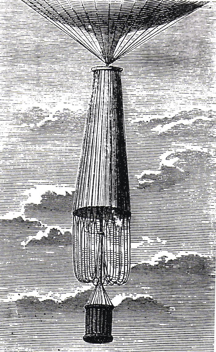 Fig. 5. Le parachute et la nacelle employés par André-Jacques Garnerin, à partir de 1797