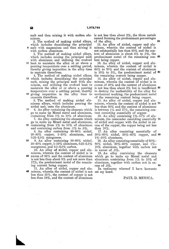 Fig. 1b. Le brevet de Paul D. Merica